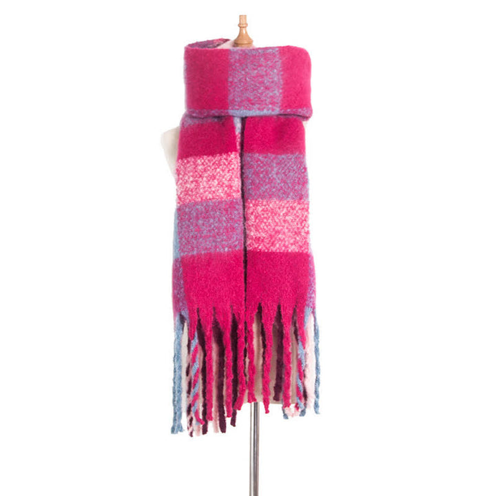 Sciarpa unisex oversize con nappe color block - Rosa caldo - image 29