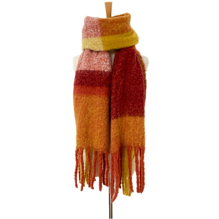 Sciarpa unisex oversize con nappe color block - Caramello - image 26