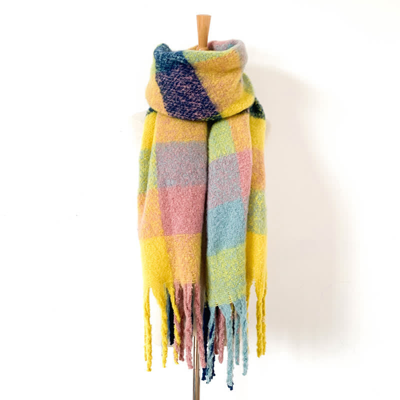 Sciarpa unisex oversize con nappe color block - Giallo - image 37