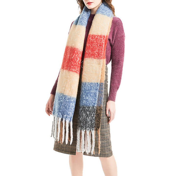 Sciarpa unisex oversize con nappe color block