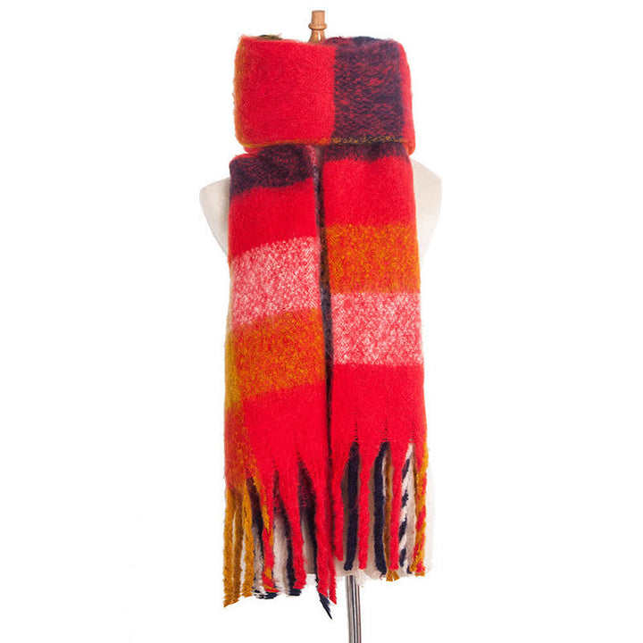 Sciarpa unisex oversize con nappe color block - Rosso - image 33