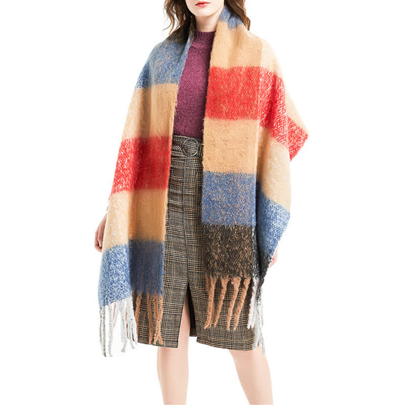 Sciarpa unisex oversize con nappe color block - image 3