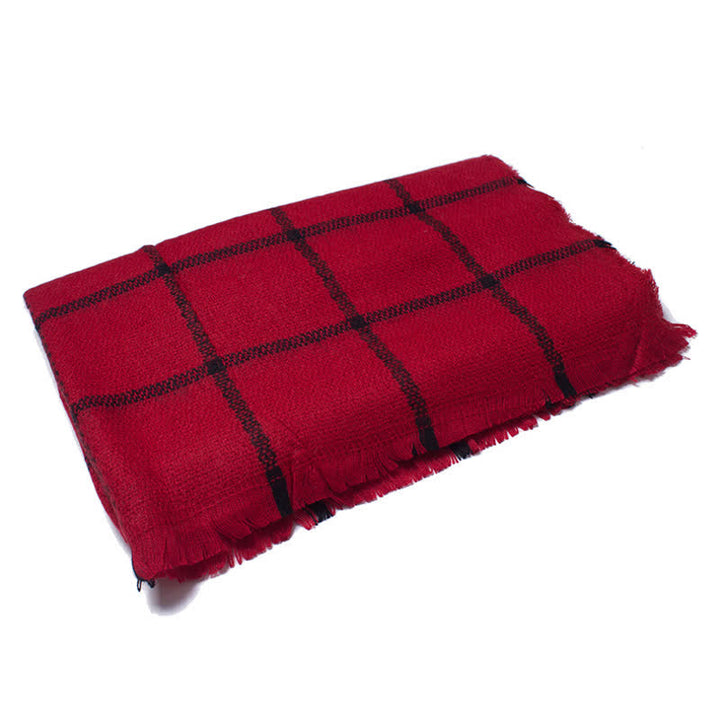 Sciarpa unisex a quadri con frange a quadri di transizione - Rosso - image 4