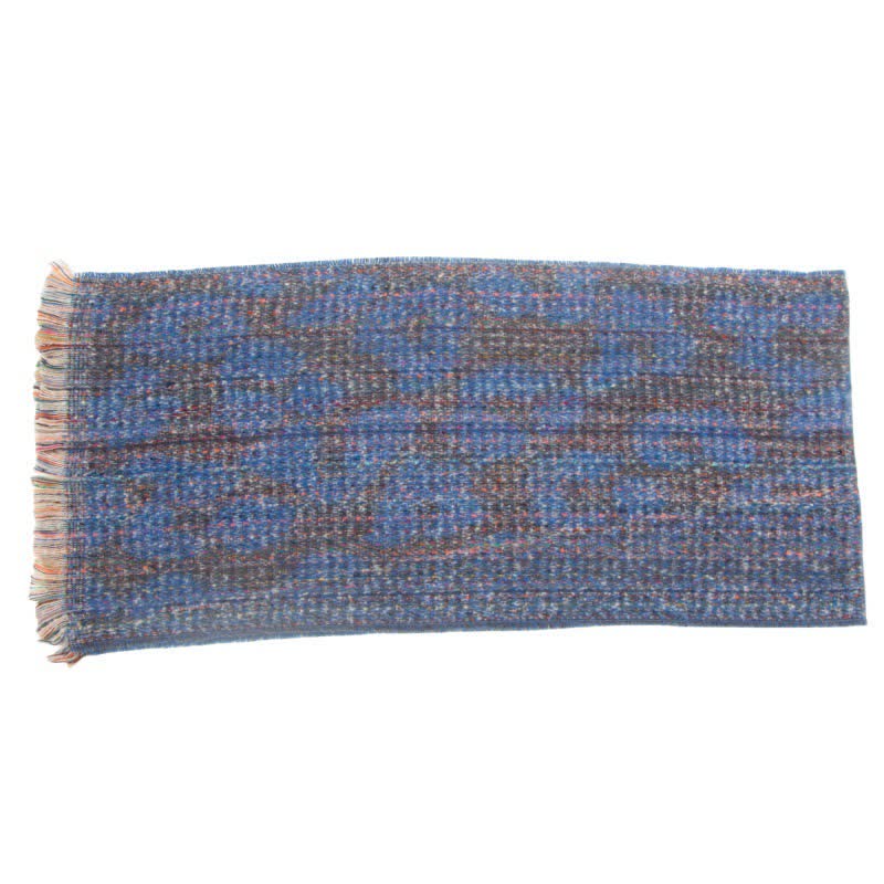 Sciarpa corta con frange e stampa leopardata unisex