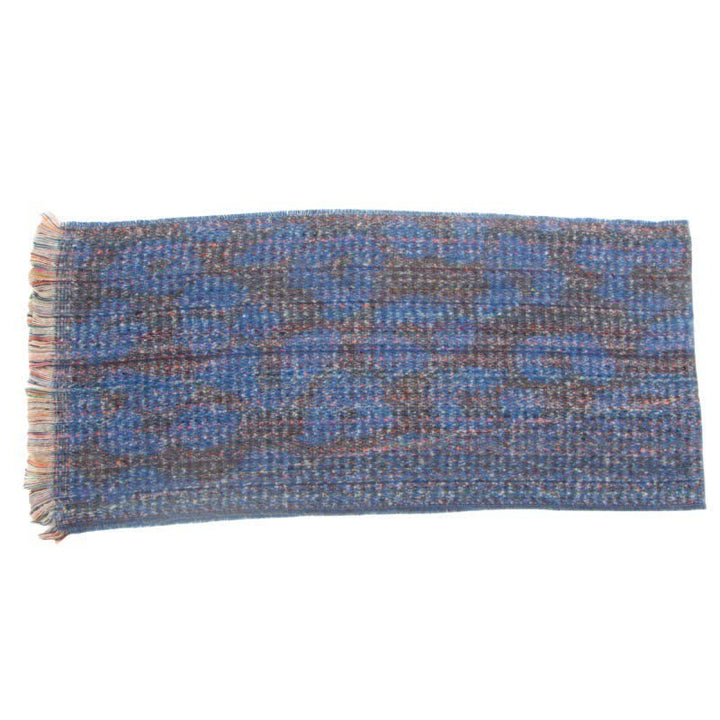 Sciarpa corta con frange e stampa leopardata unisex