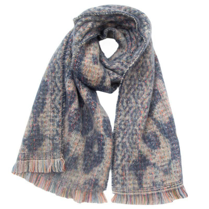 Sciarpa corta con frange e stampa leopardata unisex