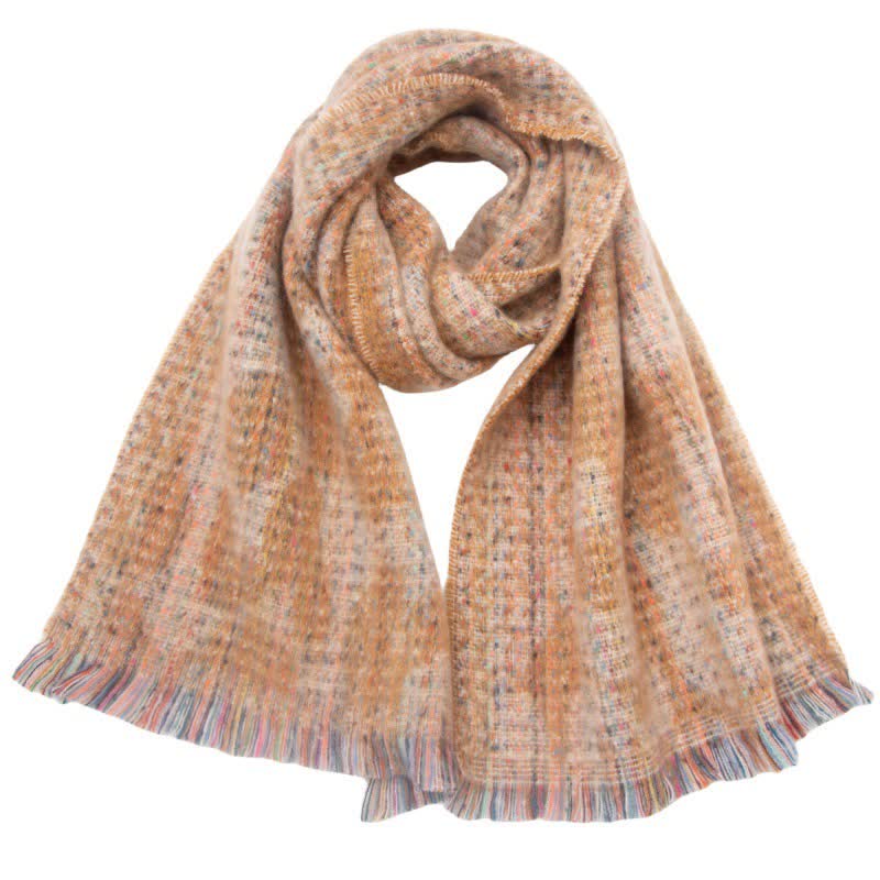 Sciarpa corta con frange e stampa leopardata unisex