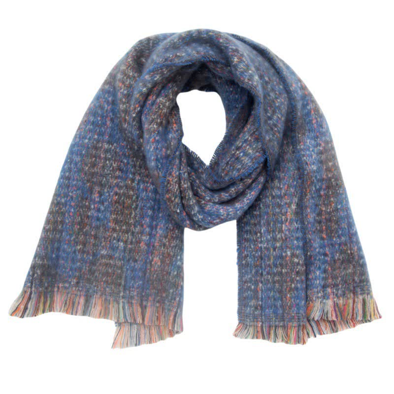 Sciarpa corta con frange e stampa leopardata unisex