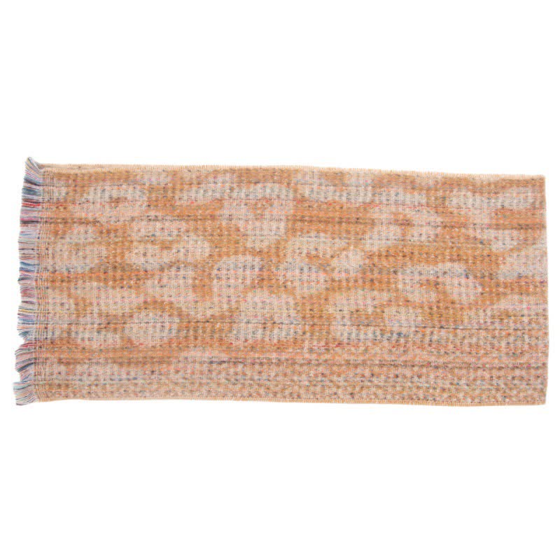 Sciarpa corta con frange e stampa leopardata unisex