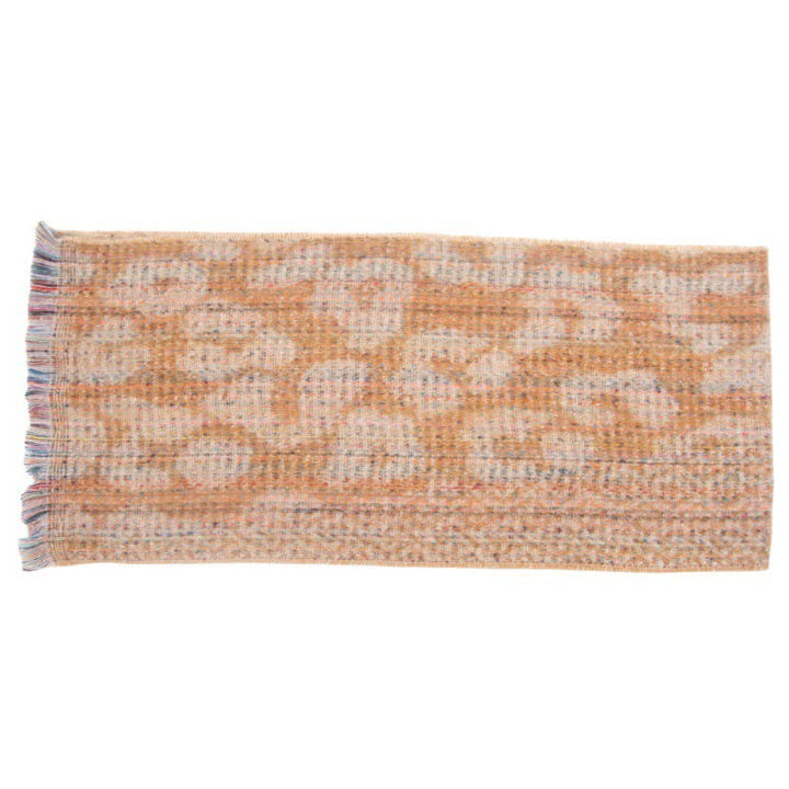 Sciarpa corta con frange e stampa leopardata unisex