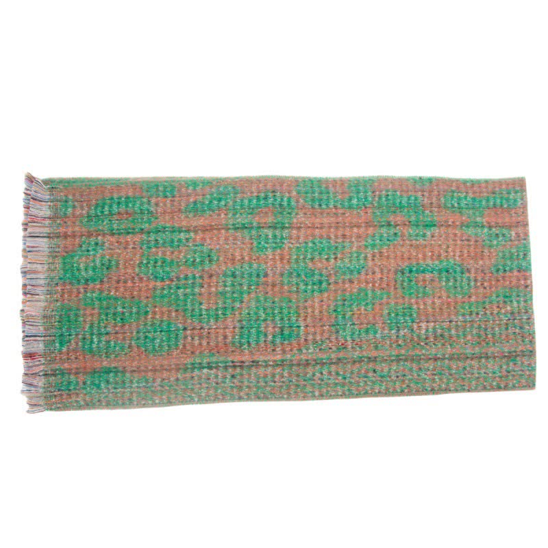 Sciarpa corta con frange e stampa leopardata unisex