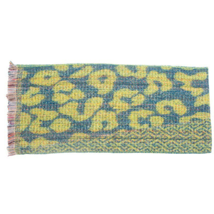 Sciarpa corta con frange e stampa leopardata unisex