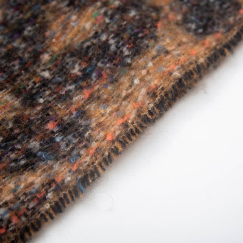 Sciarpa corta con frange e stampa leopardata unisex
