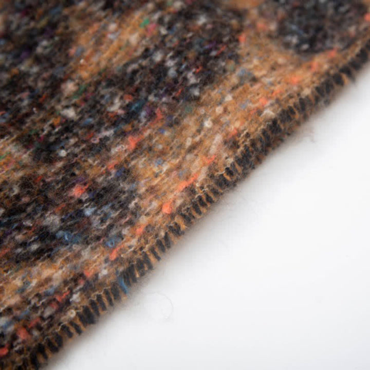 Sciarpa corta con frange e stampa leopardata unisex