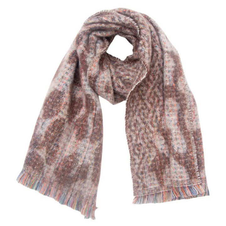 Sciarpa corta con frange e stampa leopardata unisex
