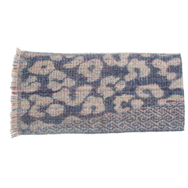 Sciarpa corta con frange e stampa leopardata unisex