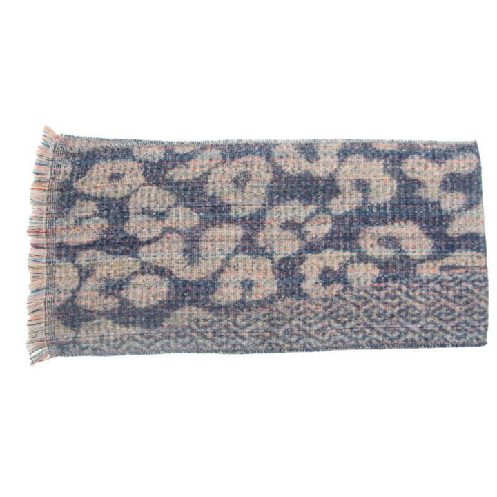 Sciarpa corta con frange e stampa leopardata unisex