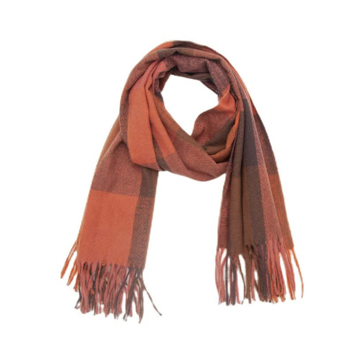 Sciarpa invernale con frange spesse a quadri arcobaleno unisex