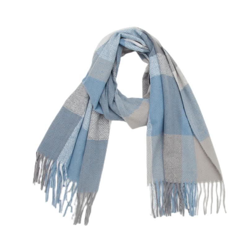 Sciarpa invernale con frange spesse a quadri arcobaleno unisex