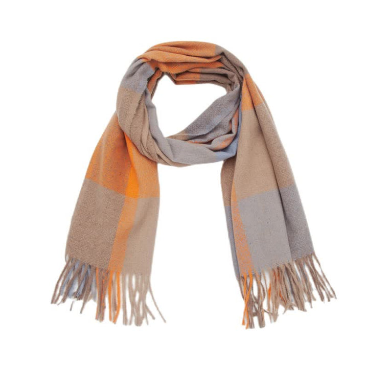 Sciarpa invernale con frange spesse a quadri arcobaleno unisex