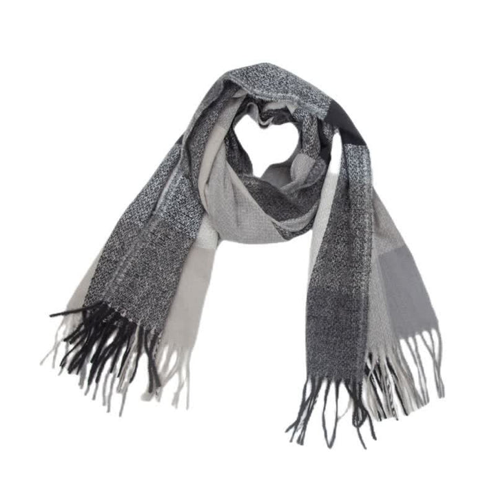 Sciarpa invernale con frange spesse a quadri arcobaleno unisex - Grigio - image 10