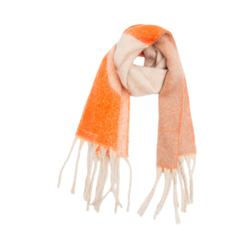Sciarpa unisex spessa con nappa astratta colorata - Arancia - image 15