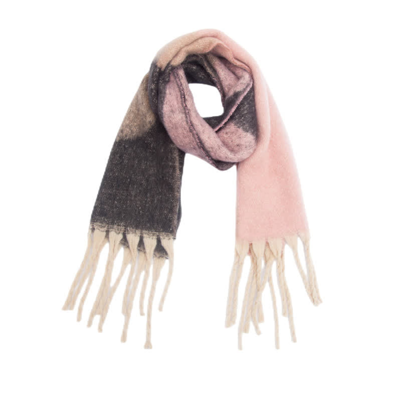 Sciarpa unisex spessa con nappa astratta colorata - Rosa - image 13