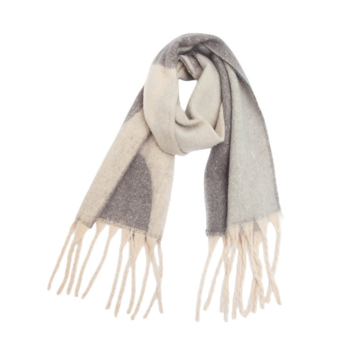 Sciarpa unisex spessa con nappa astratta colorata - Grigio - image 7