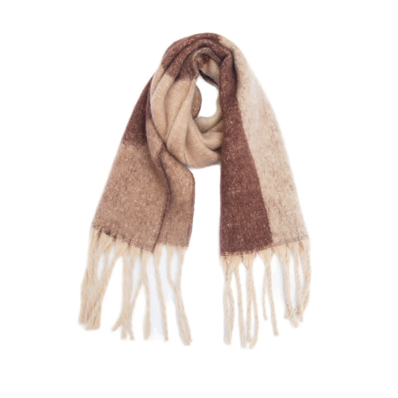 Sciarpa unisex spessa con nappa astratta colorata - Caffè - image 17