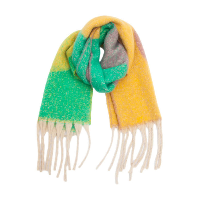 Sciarpa unisex spessa con nappa astratta colorata - Giallo e verde - image 16