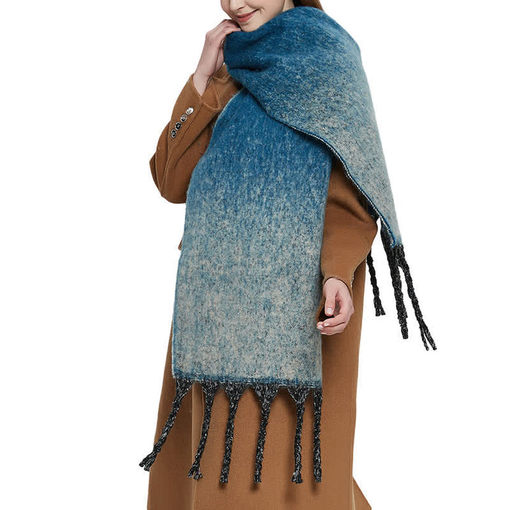 Sciarpa unisex con nappe colorate sfumate per il freddo