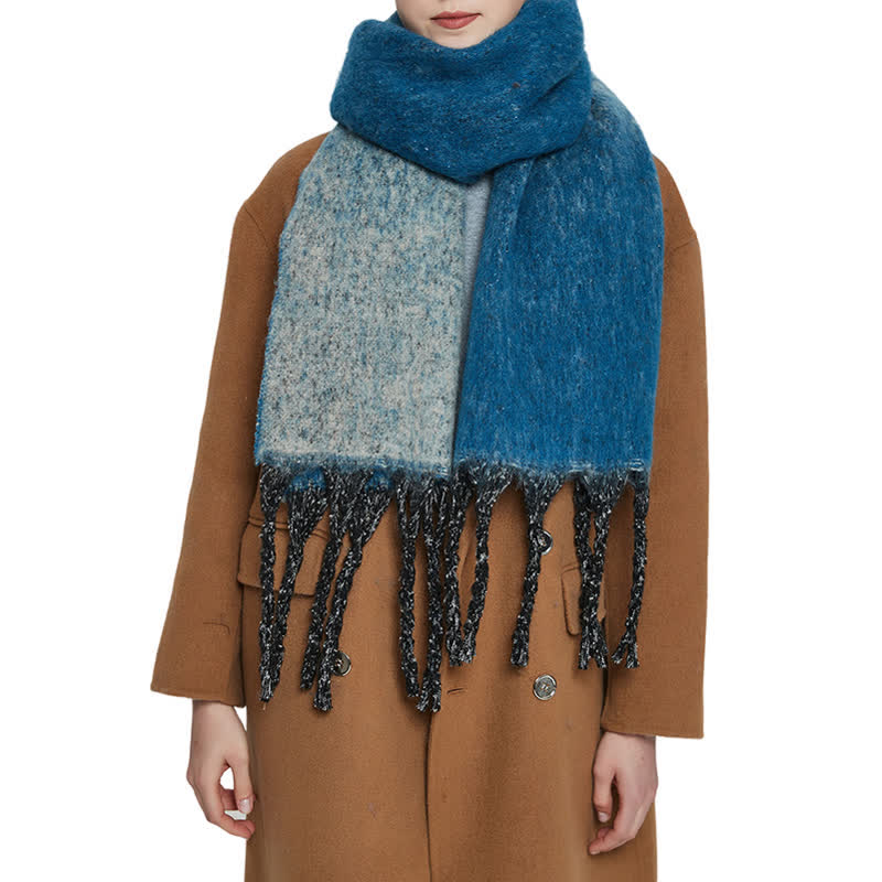 Sciarpa unisex con nappe colorate sfumate per il freddo - image 4