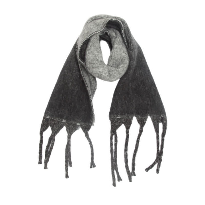 Sciarpa unisex con nappe colorate sfumate per il freddo - Nero - image 13