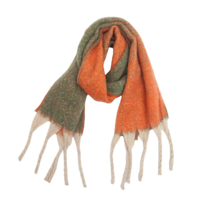 Sciarpa unisex con nappe colorate sfumate per il freddo - Arancia - image 12
