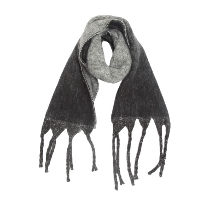 Sciarpa unisex con nappe colorate sfumate per il freddo - Nero - image 13