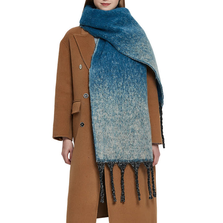Sciarpa unisex con nappe colorate sfumate per il freddo - image 3