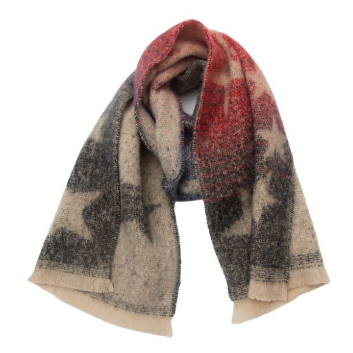 Sciarpa unisex spessa alla moda con stella a cinque punte - Rosso e nero - image 18