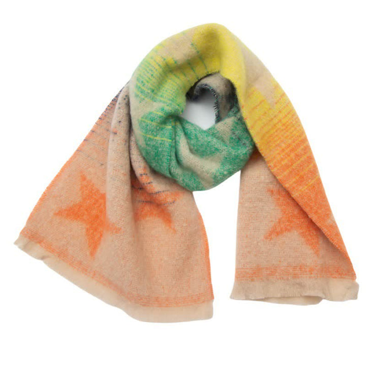 Sciarpa unisex spessa alla moda con stella a cinque punte - Arancione e verde - image 10