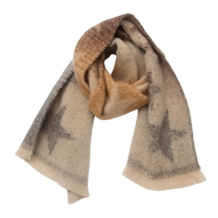 Sciarpa unisex spessa alla moda con stella a cinque punte - Caffè e grigio - image 8