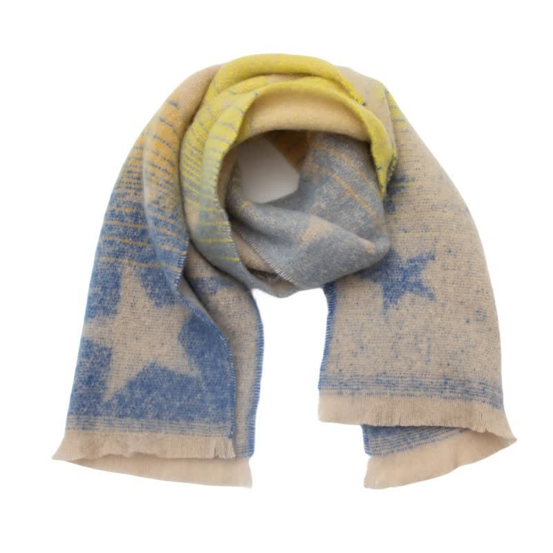 Sciarpa unisex spessa alla moda con stella a cinque punte - Blu e giallo - image 12