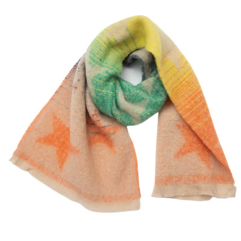 Sciarpa unisex spessa alla moda con stella a cinque punte - Arancione e verde - image 10