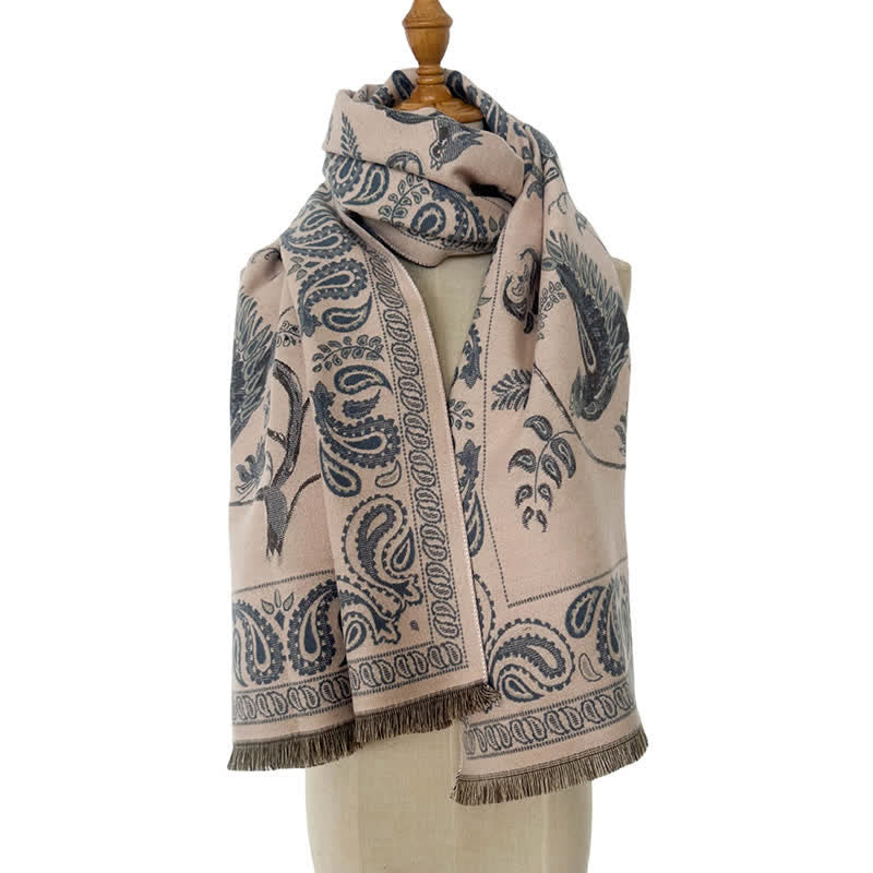 Sciarpa unisex Elegance Paisley motivo uccelli volanti