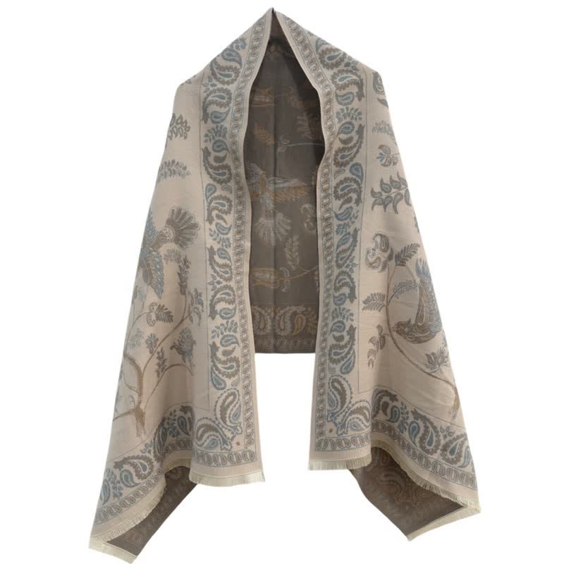 Sciarpa unisex Elegance Paisley motivo uccelli volanti - Cachi scuro - image 8
