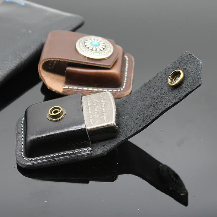 Porta accendino turchese indiano in pelle con cintura