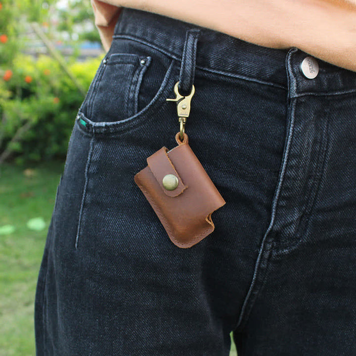 Borsa da cintura in pelle con porta accendino da appendere alla vita vintage