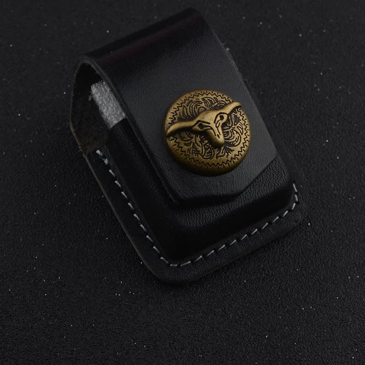 Porta accendino Western Bull Head in pelle con cintura