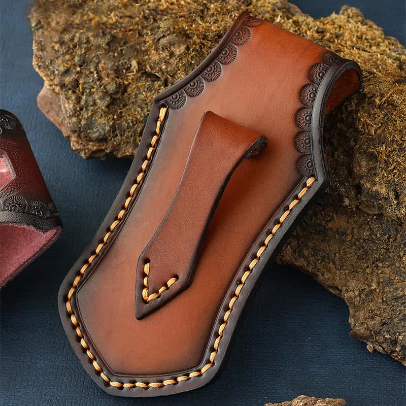 Retro Flip Cover Attività all'aperto Coltello pieghevole Fodero Cintura in pelle Borsa