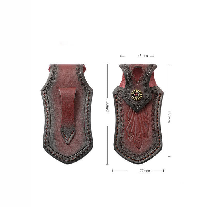 Retro Flip Cover Attività all'aperto Coltello pieghevole Fodero Cintura in pelle Borsa