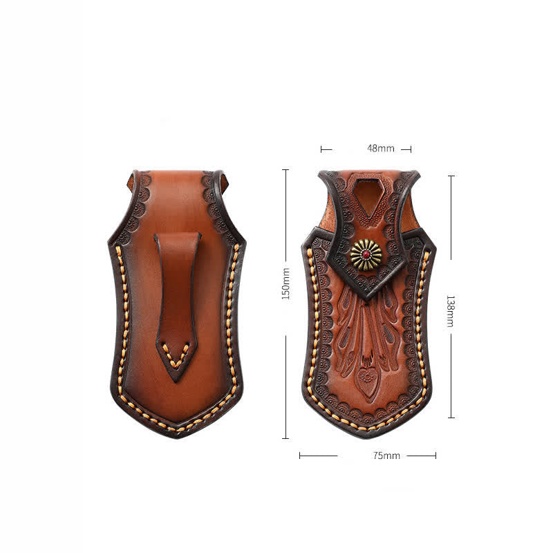Retro Flip Cover Attività all'aperto Coltello pieghevole Fodero Cintura in pelle Borsa