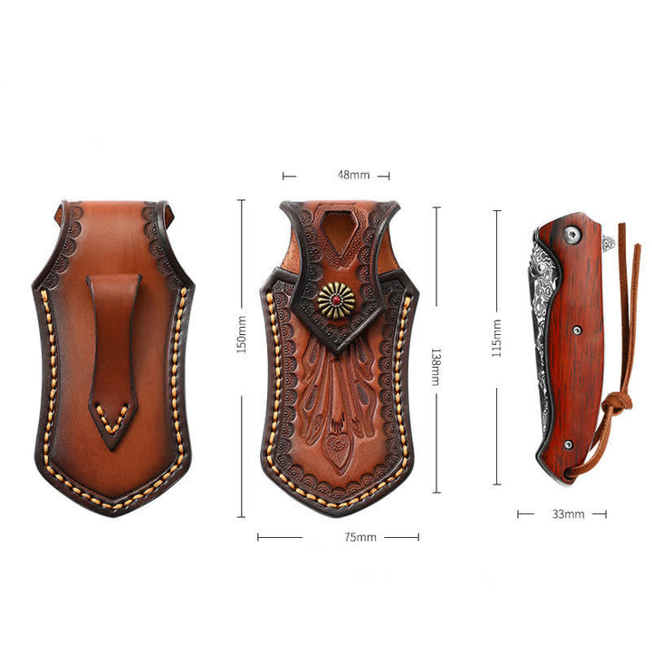 Retro Flip Cover Attività all'aperto Coltello pieghevole Fodero Cintura in pelle Borsa